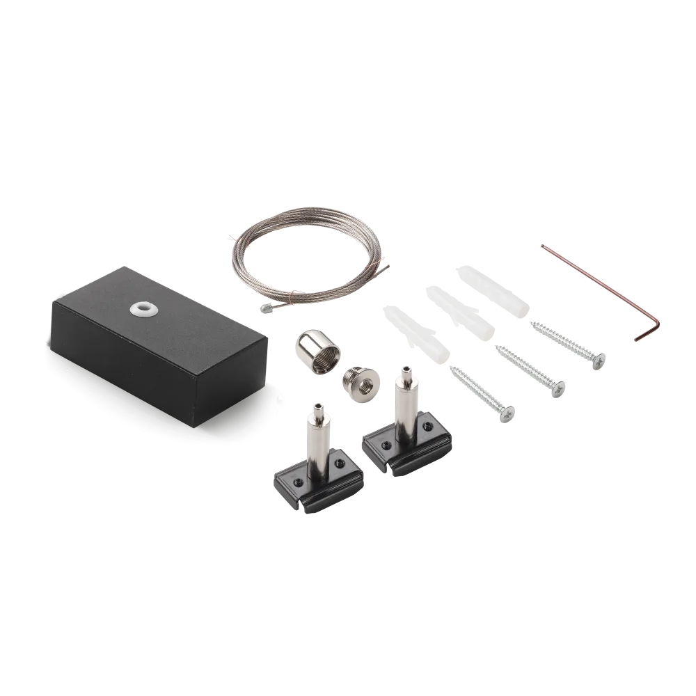 EGO KIT SINGLE STEEL CABLE 2 MT + CEILING CUP BK